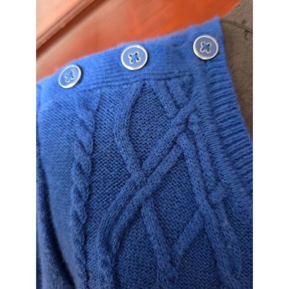 Talbots Blue Cable Knit Button Shoulder Sweater Mp - Picture 2 of 9